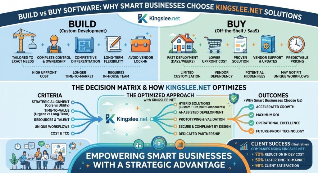 Build vs Buy Software Why Smart Businesses Choose Kingslee.net Solutions